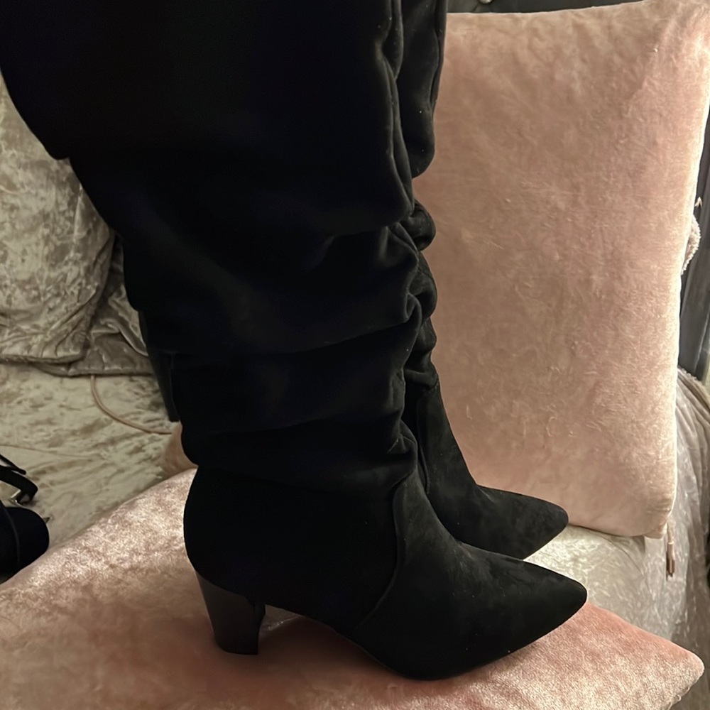 Miss Lola black soft suede like fabric